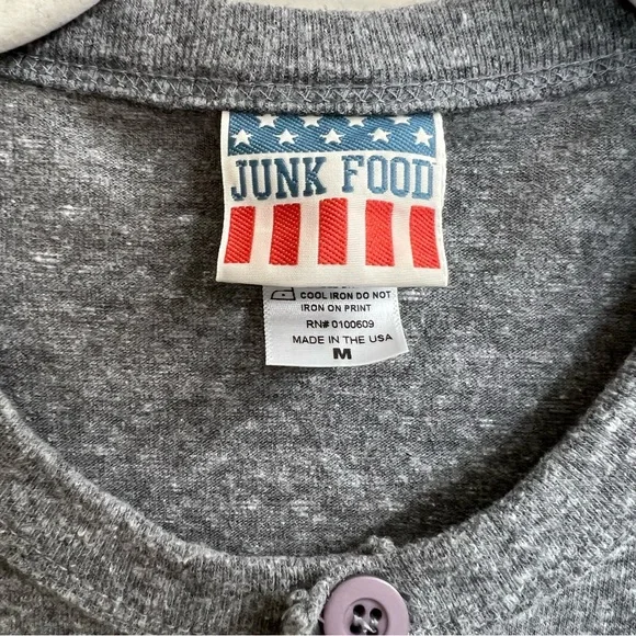 Junk Food Mens Kansas City Chiefs Henley Long Sleeve Tee in Gray, Size M - Picture 5 of 8